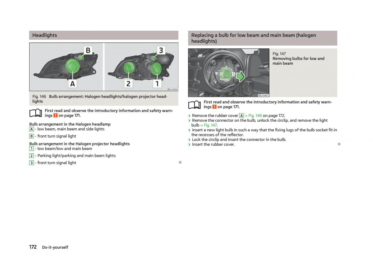 Skoda Fabia II 2 owners manual / page 174