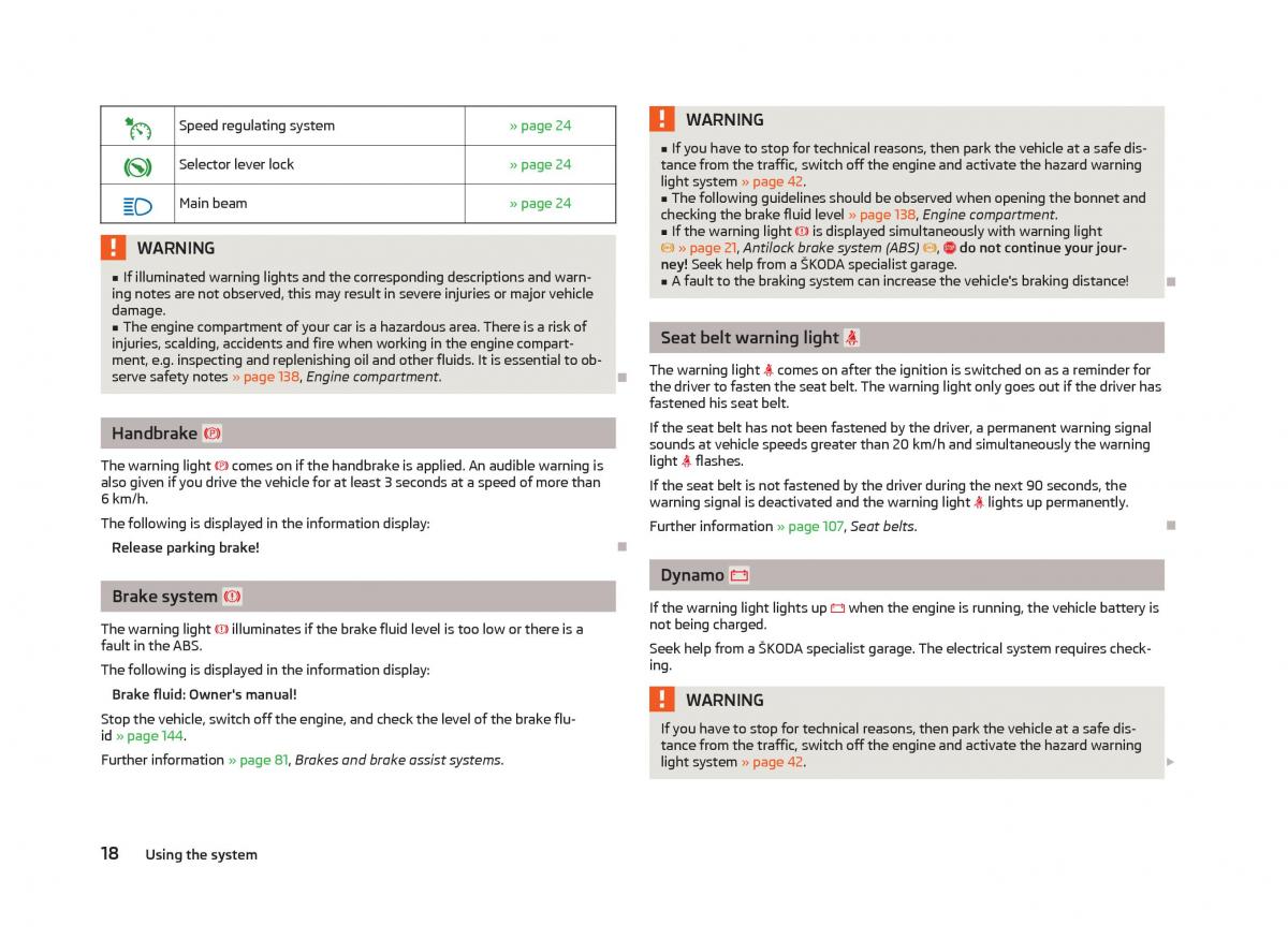 Skoda Fabia II 2 owners manual / page 20