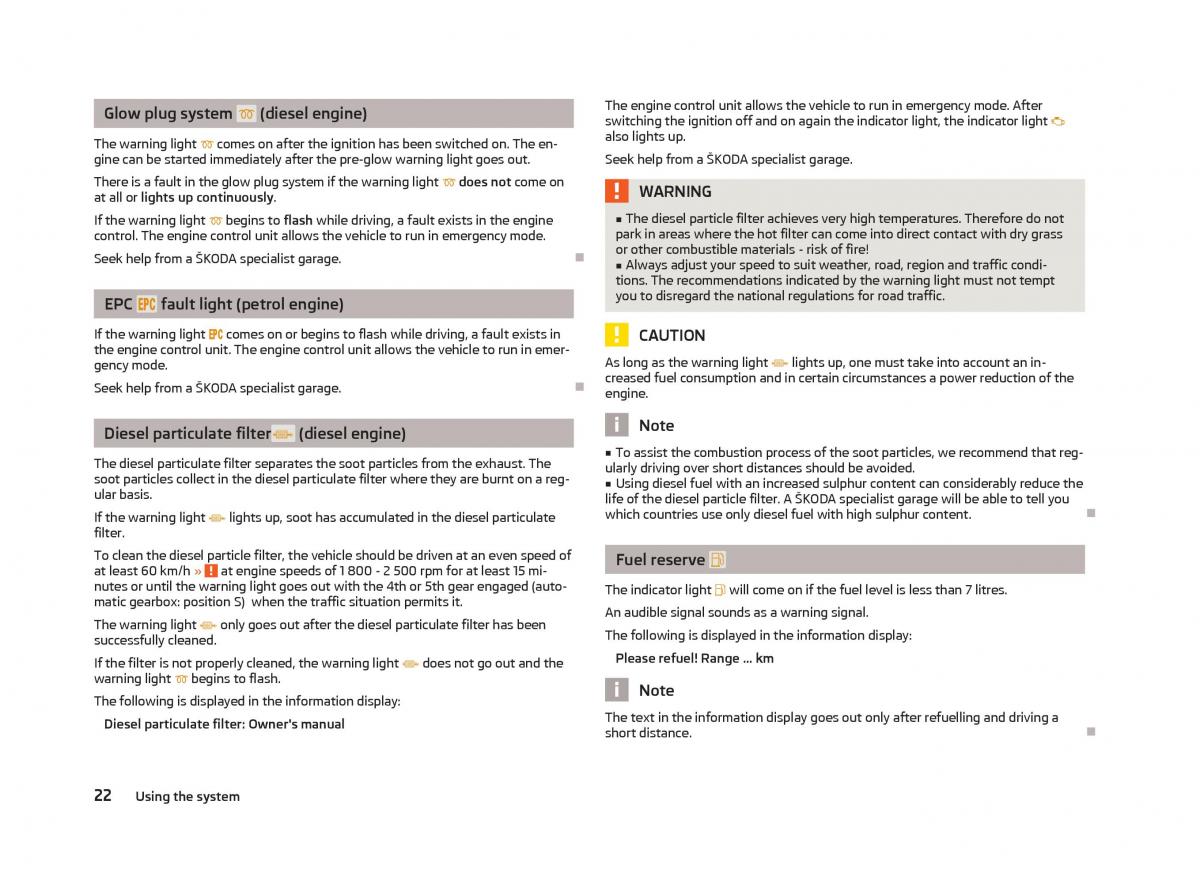 Skoda Fabia II 2 owners manual / page 24