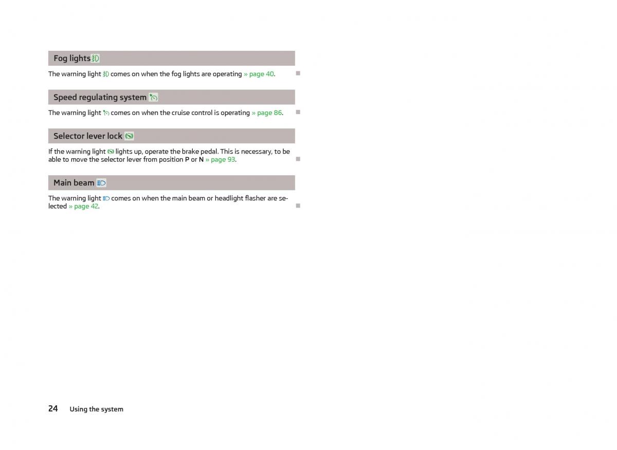 Skoda Fabia II 2 owners manual / page 26