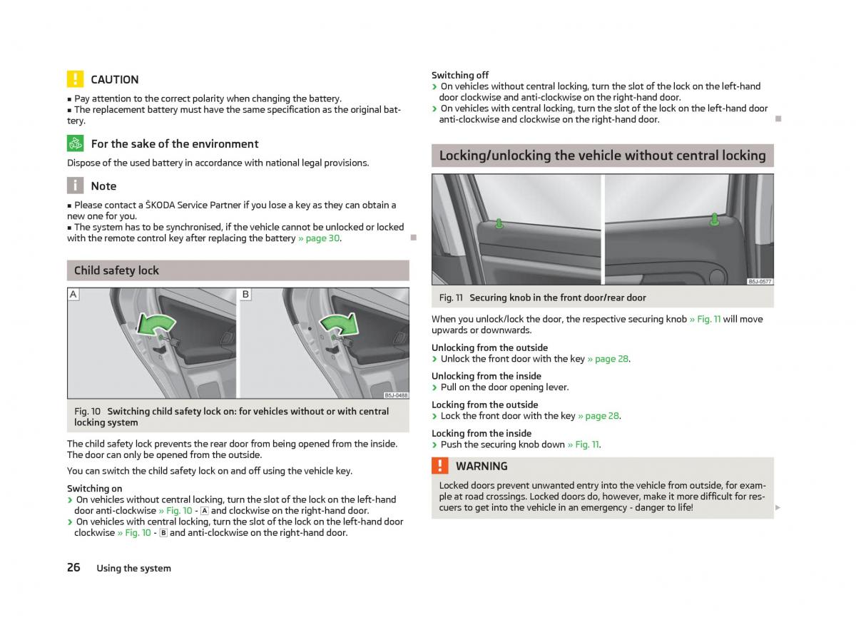 Skoda Fabia II 2 owners manual / page 28