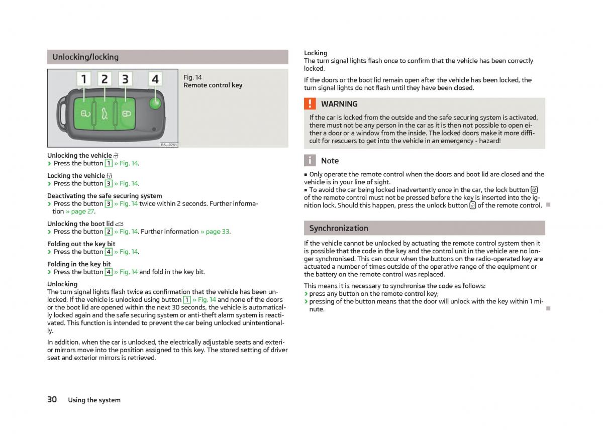 Skoda Fabia II 2 owners manual / page 32