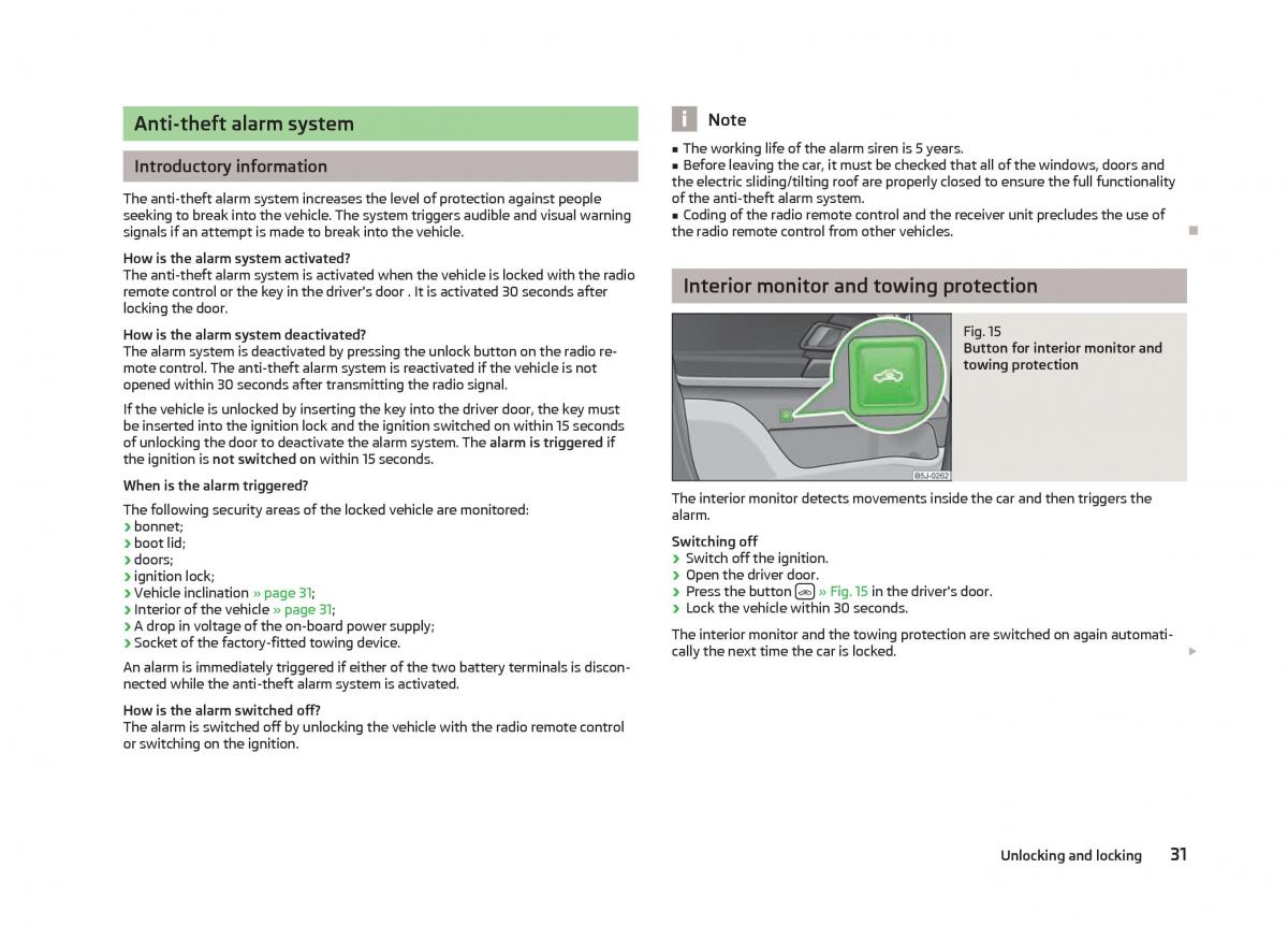 Skoda Fabia II 2 owners manual / page 33