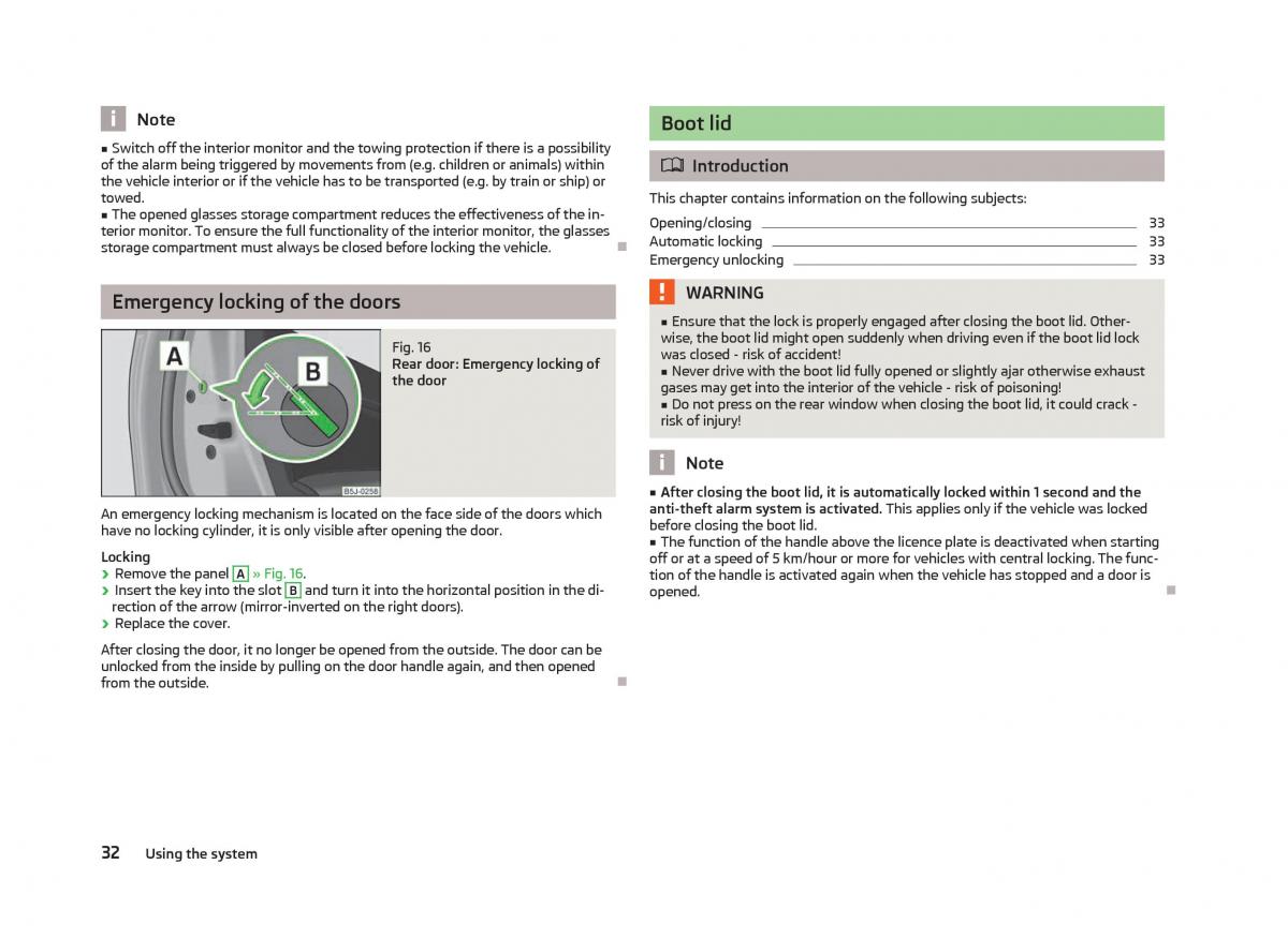 Skoda Fabia II 2 owners manual / page 34