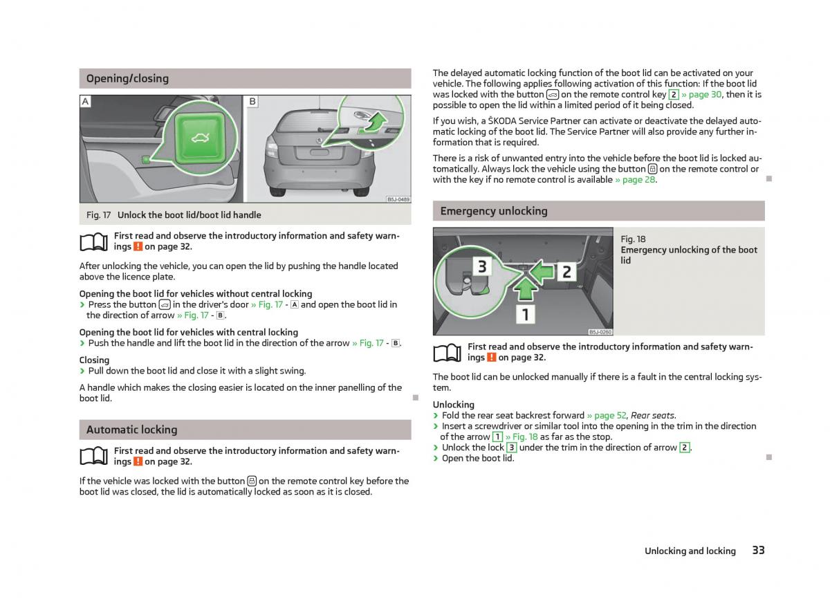 Skoda Fabia II 2 owners manual / page 35