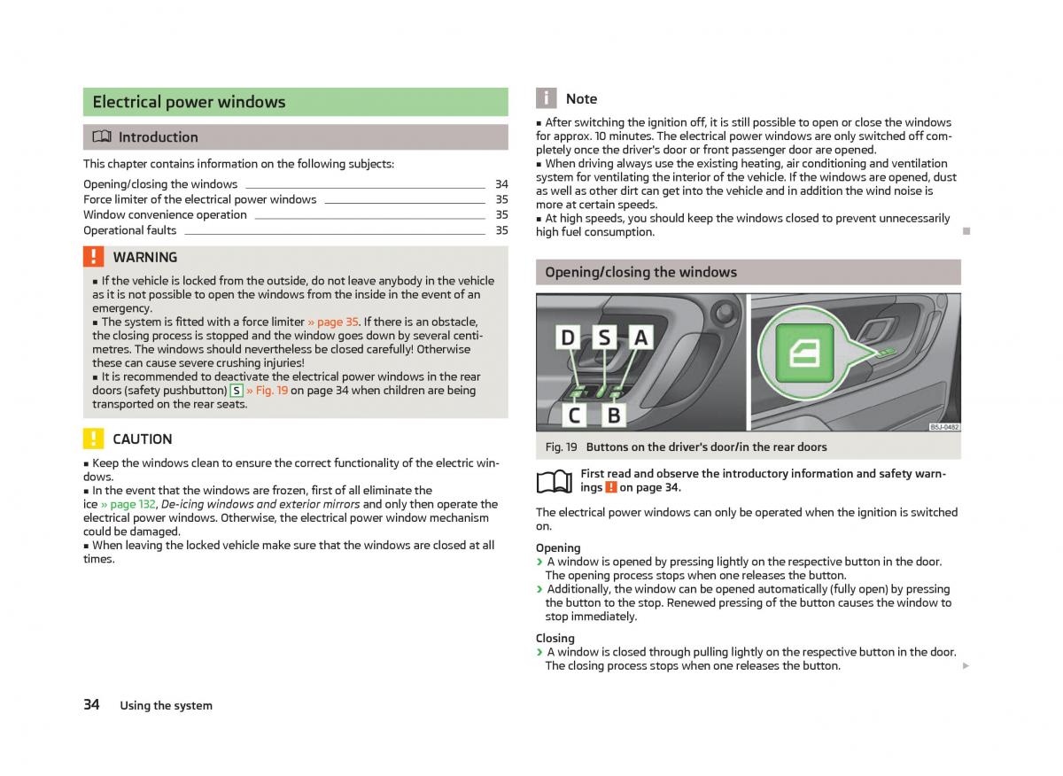 Skoda Fabia II 2 owners manual / page 36