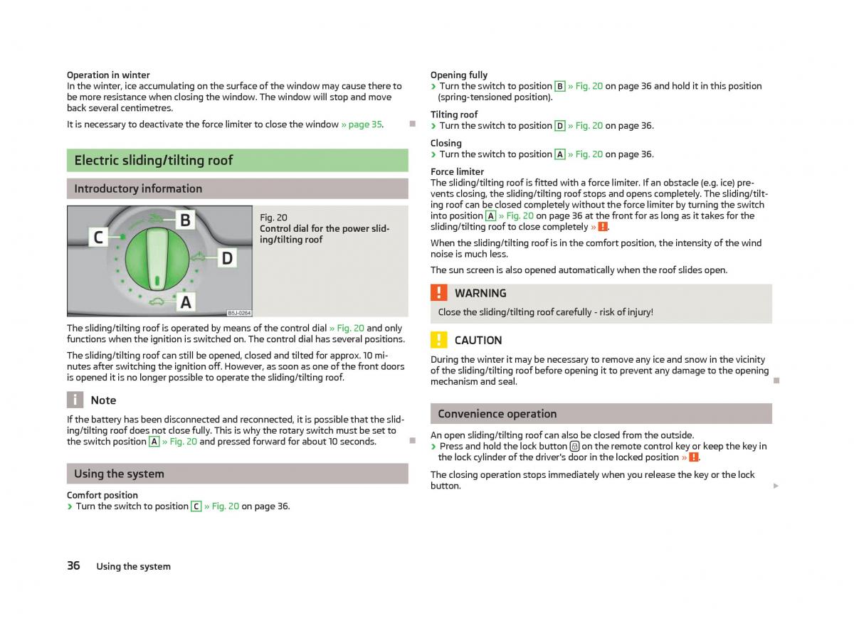 Skoda Fabia II 2 owners manual / page 38