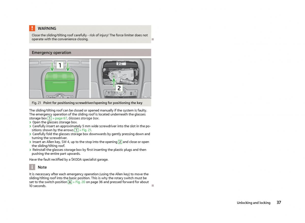 Skoda Fabia II 2 owners manual / page 39