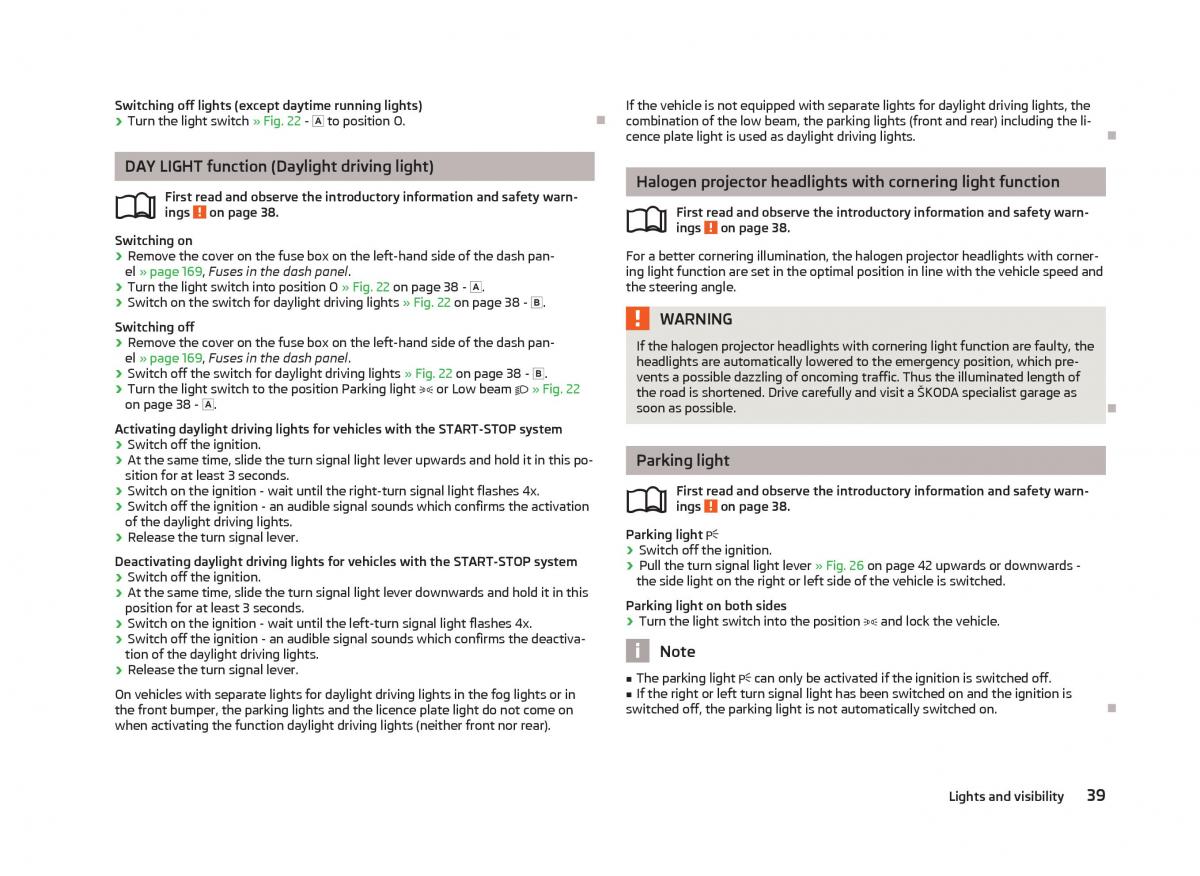 Skoda Fabia II 2 owners manual / page 41