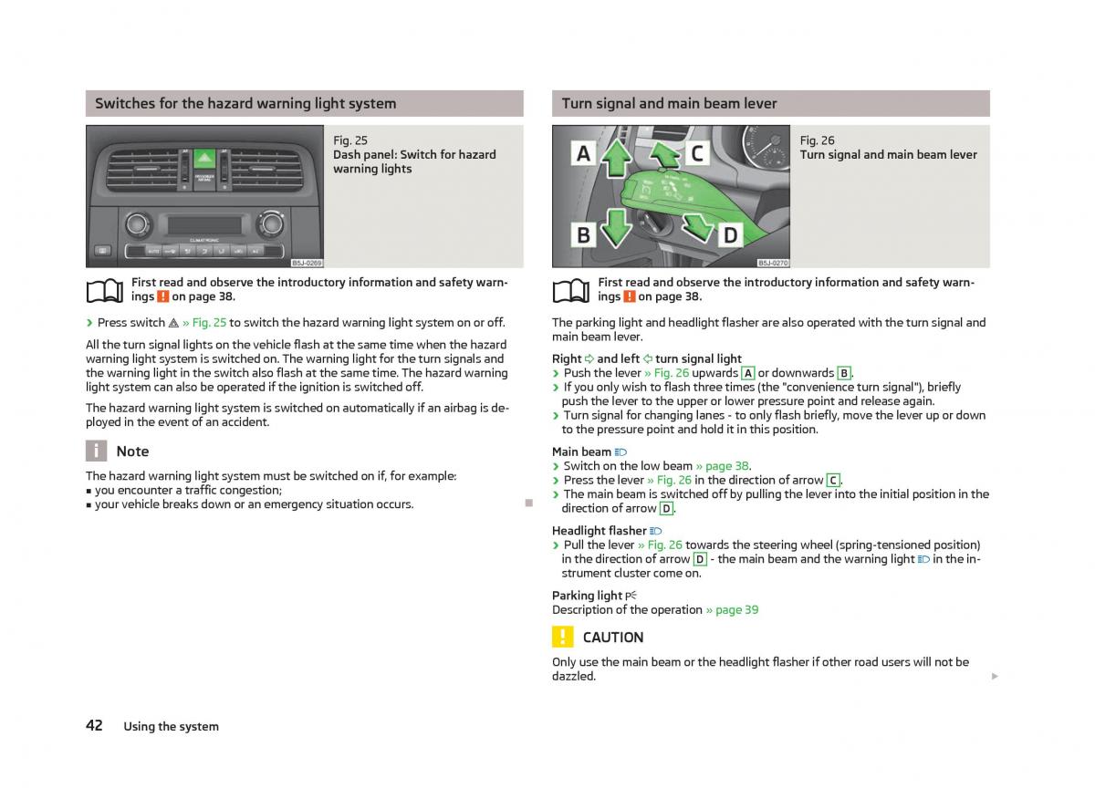 Skoda Fabia II 2 owners manual / page 44