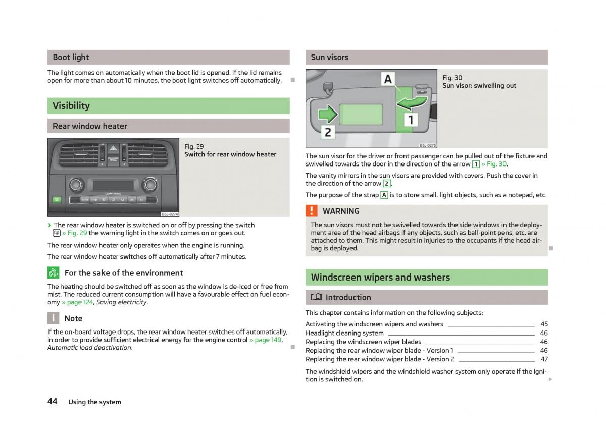 Skoda Fabia II 2 owners manual / page 46