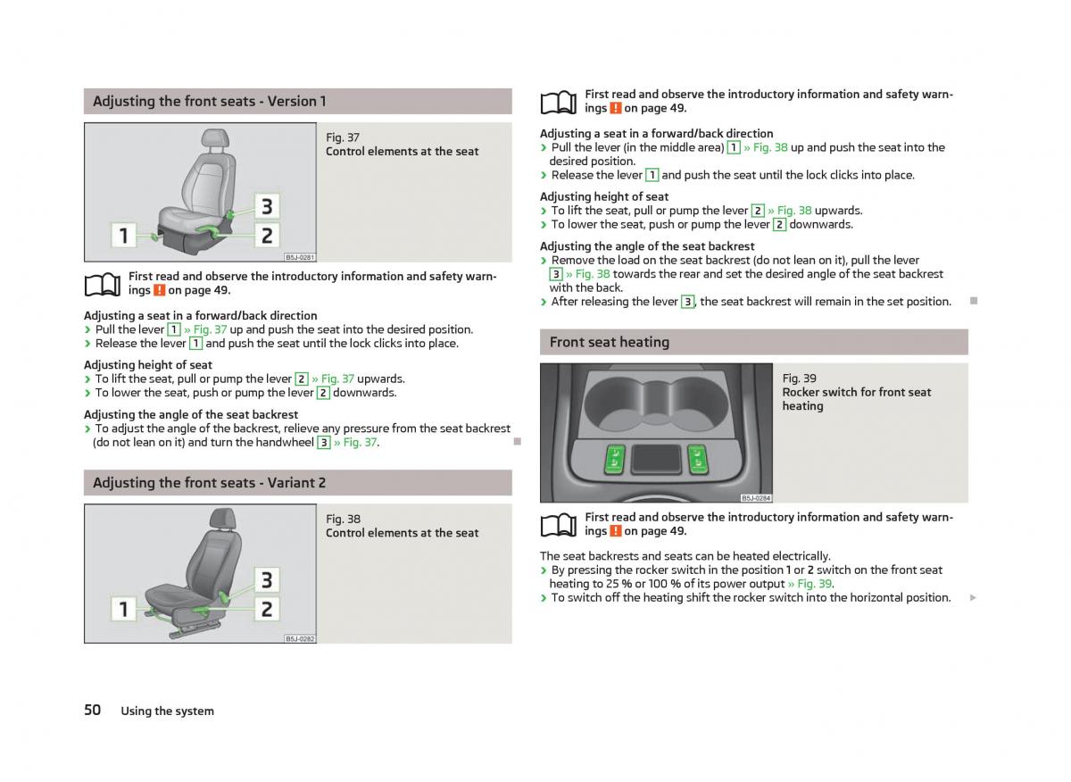 Skoda Fabia II 2 owners manual / page 52