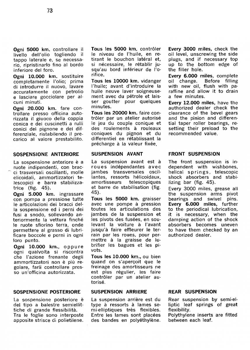 Ferrari 330 GT owners manual / page 76