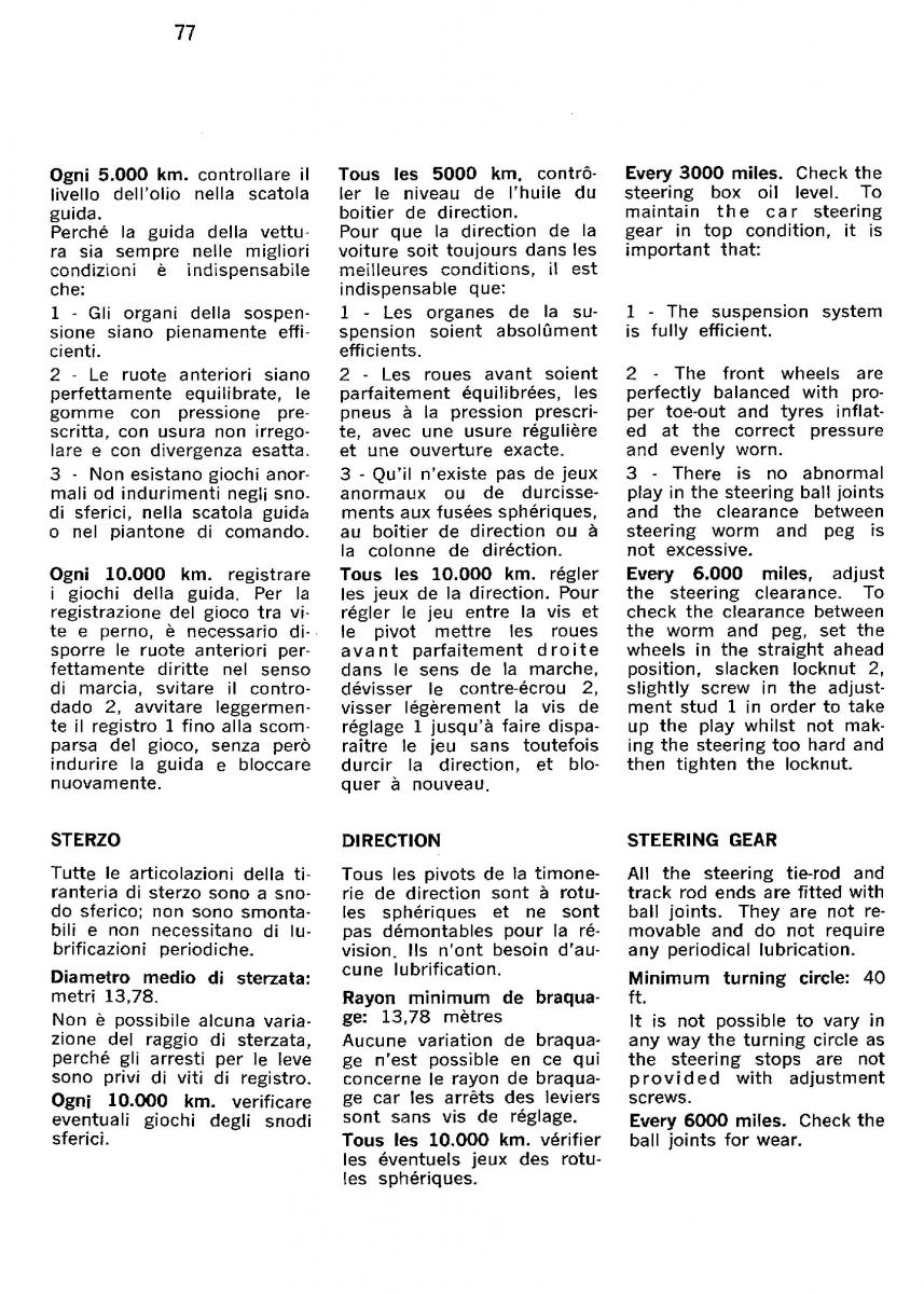 Ferrari 330 GT owners manual / page 80