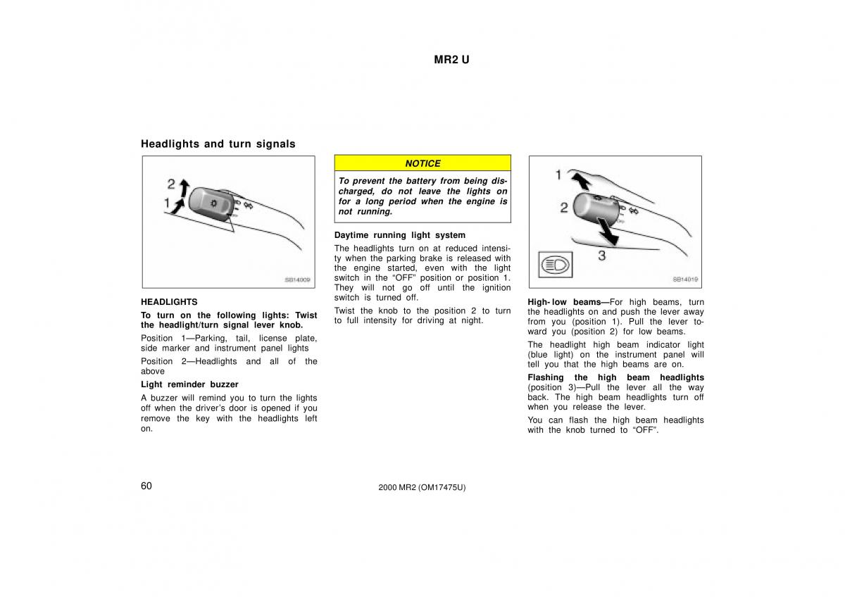 manual  Toyota MR2 Spyder MR S roadster owners manual / page 64