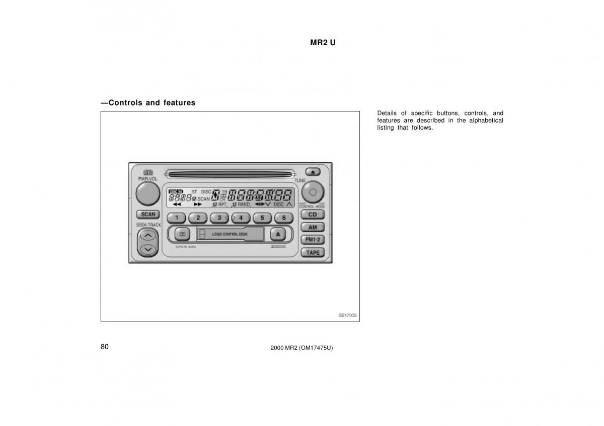 manual  Toyota MR2 Spyder MR S roadster owners manual / page 84