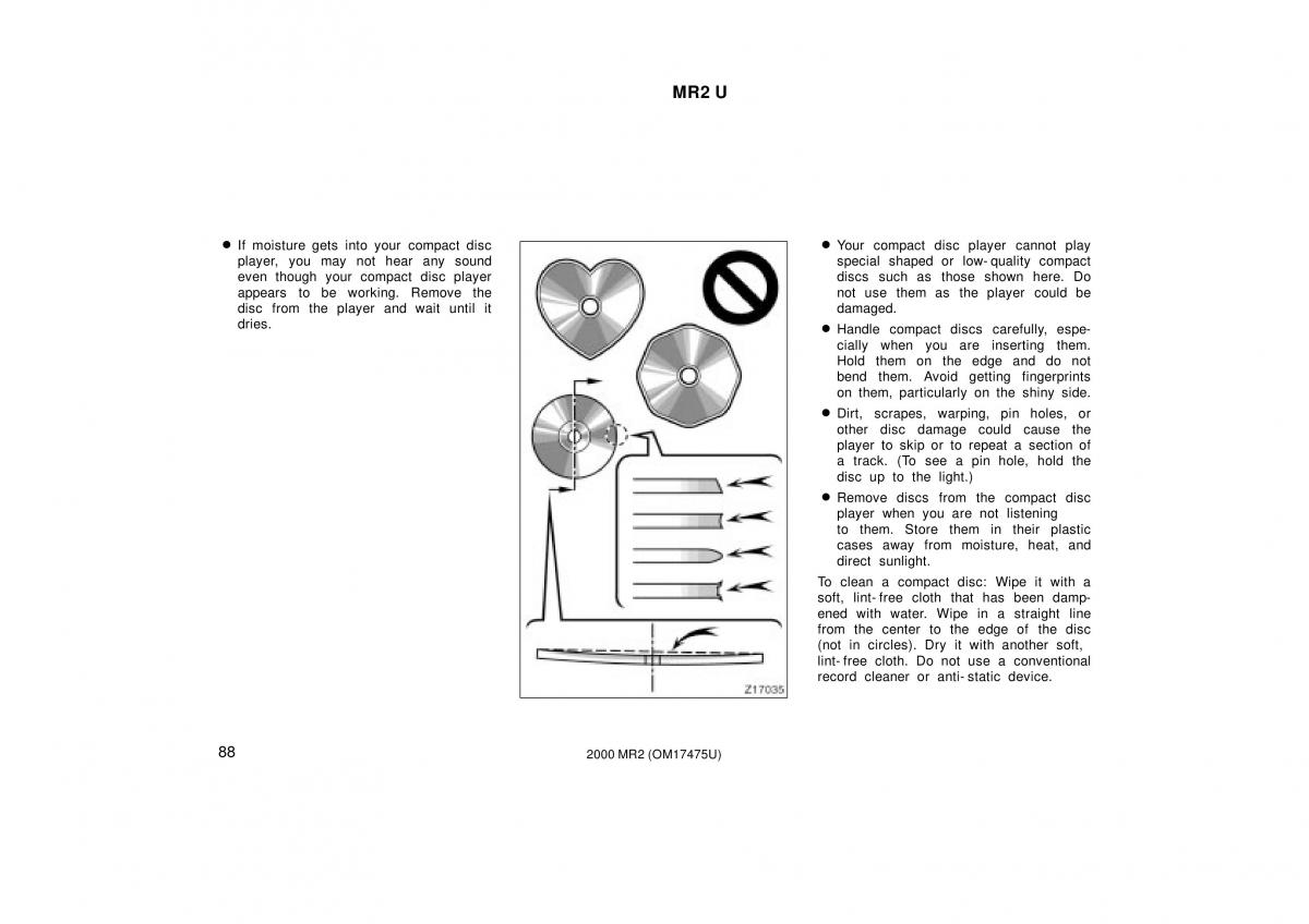 manual  Toyota MR2 Spyder MR S roadster owners manual / page 92