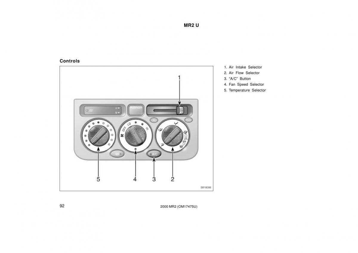 manual  Toyota MR2 Spyder MR S roadster owners manual / page 96