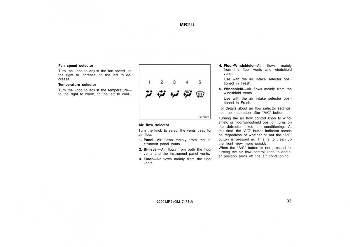 manual  Toyota MR2 Spyder MR S roadster owners manual / page 97