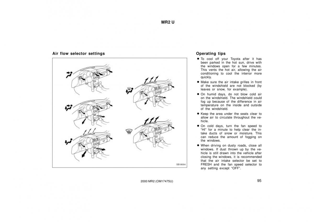 manual  Toyota MR2 Spyder MR S roadster owners manual / page 99