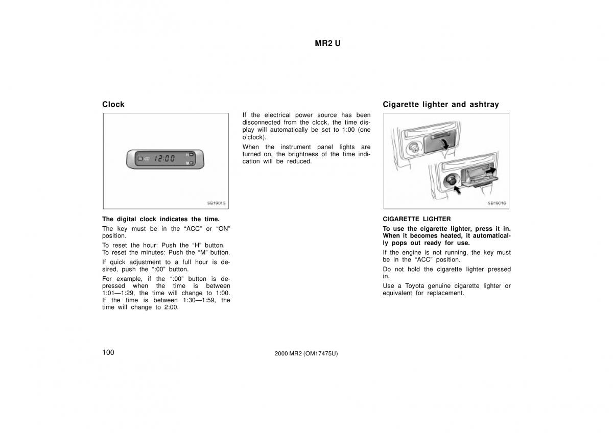 manual  Toyota MR2 Spyder MR S roadster owners manual / page 104