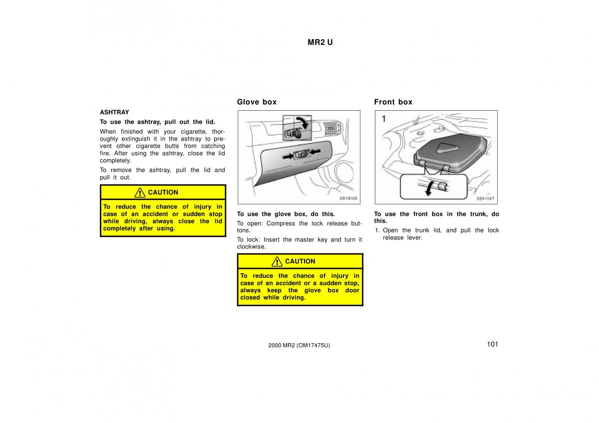 manual  Toyota MR2 Spyder MR S roadster owners manual / page 105