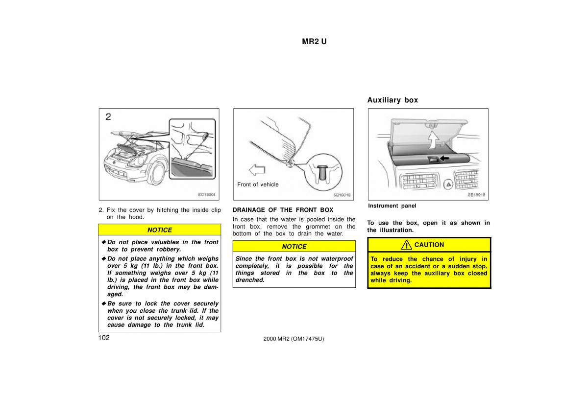 Toyota MR2 Spyder MR S roadster owners manual / page 106