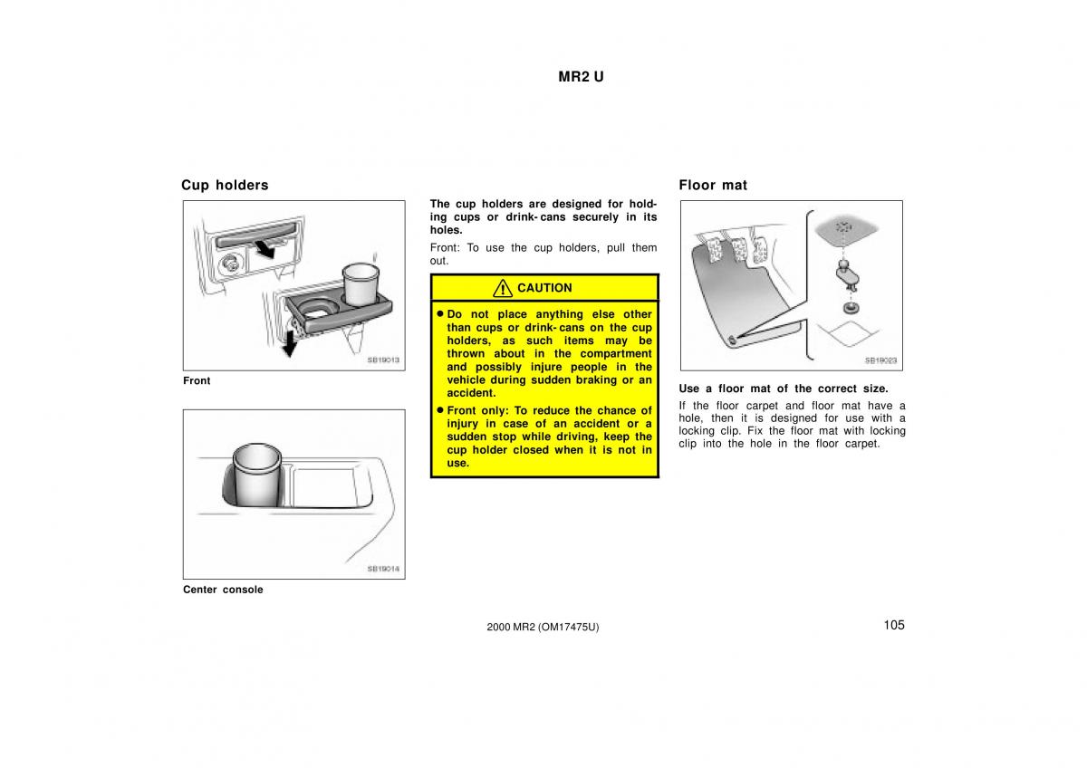 manual  Toyota MR2 Spyder MR S roadster owners manual / page 109