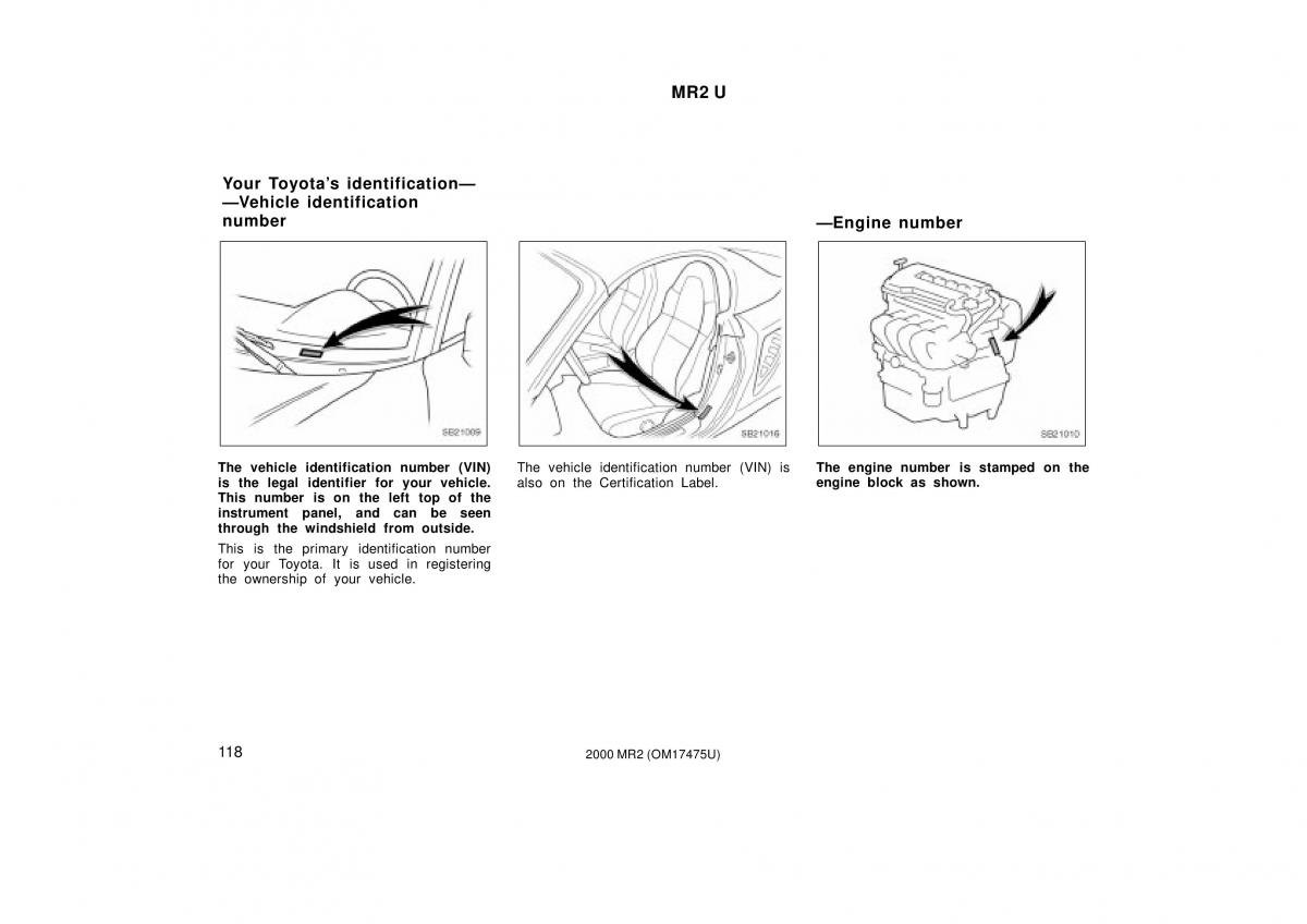 manual  Toyota MR2 Spyder MR S roadster owners manual / page 122