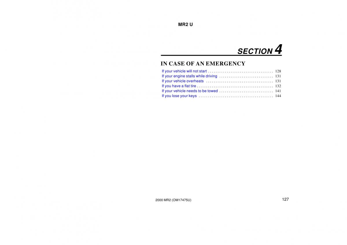 manual  Toyota MR2 Spyder MR S roadster owners manual / page 131