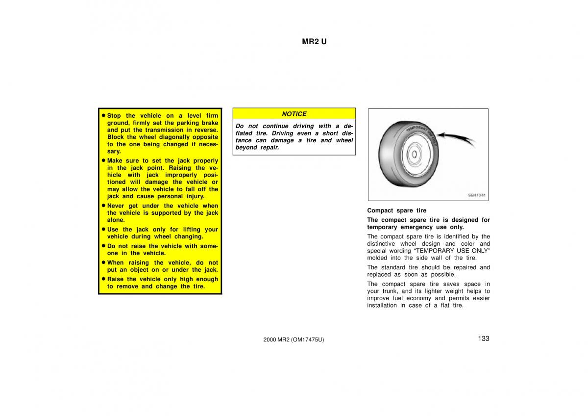 manual  Toyota MR2 Spyder MR S roadster owners manual / page 137