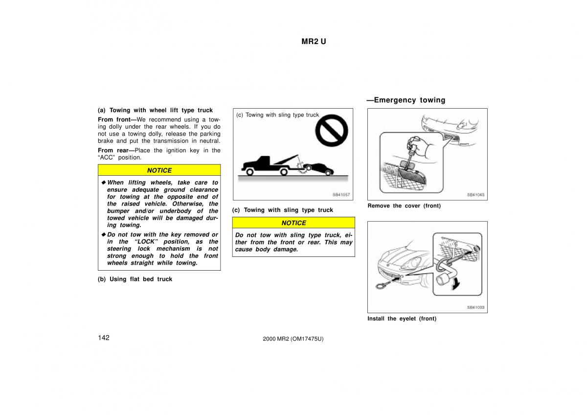 manual  Toyota MR2 Spyder MR S roadster owners manual / page 146