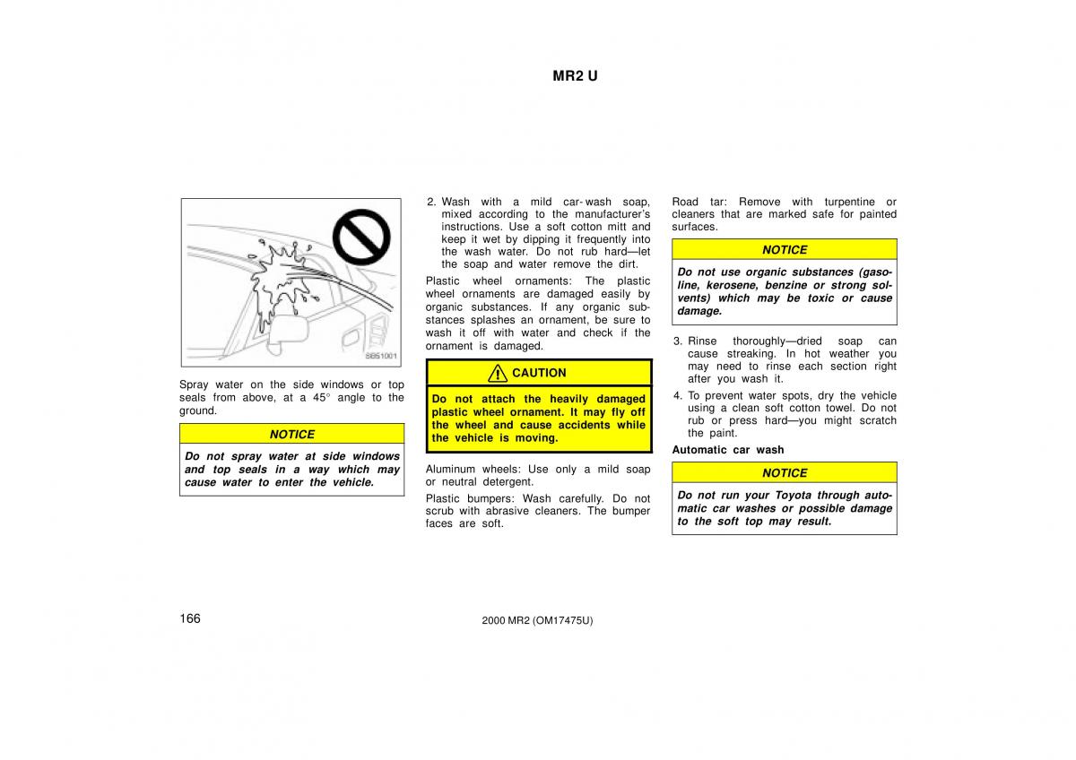 manual  Toyota MR2 Spyder MR S roadster owners manual / page 170