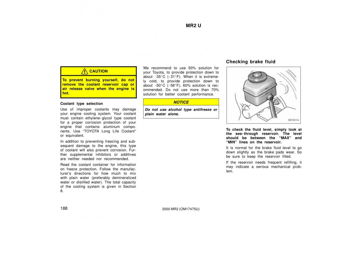 manual  Toyota MR2 Spyder MR S roadster owners manual / page 192