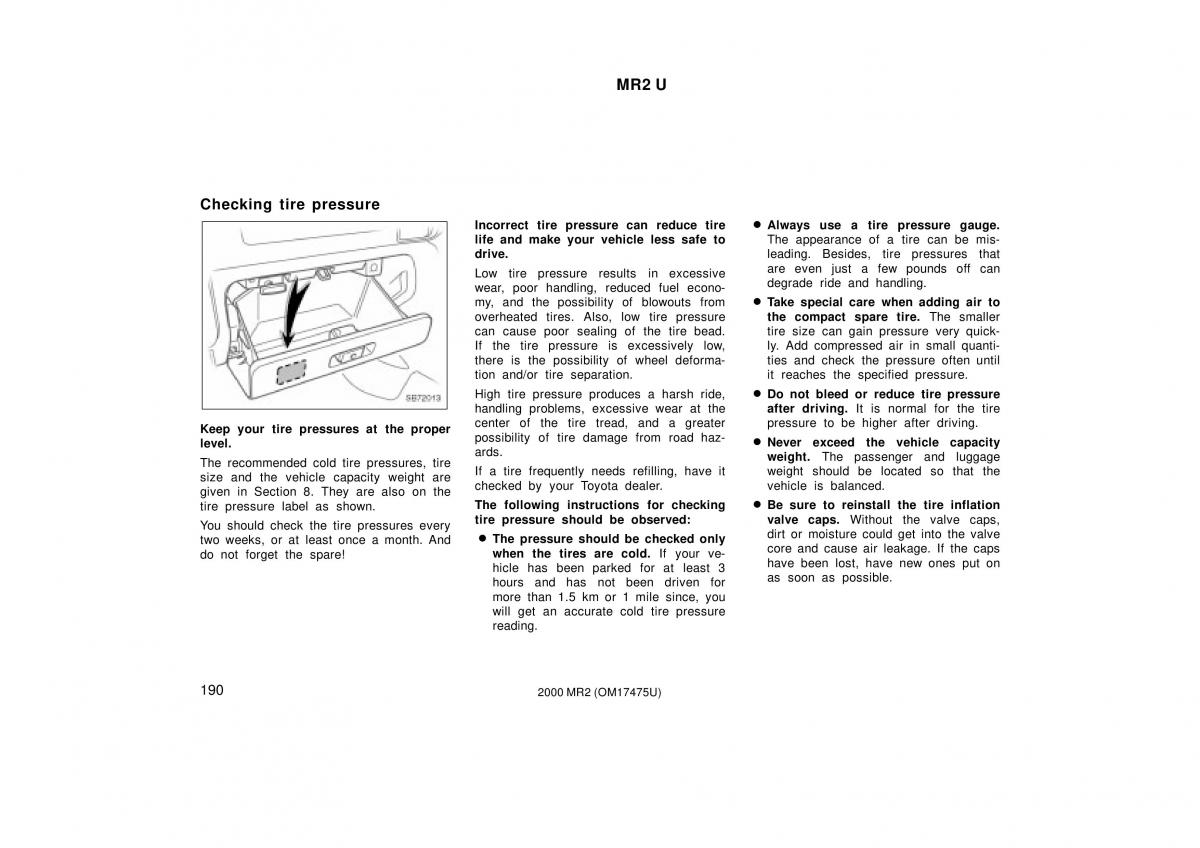 manual  Toyota MR2 Spyder MR S roadster owners manual / page 194