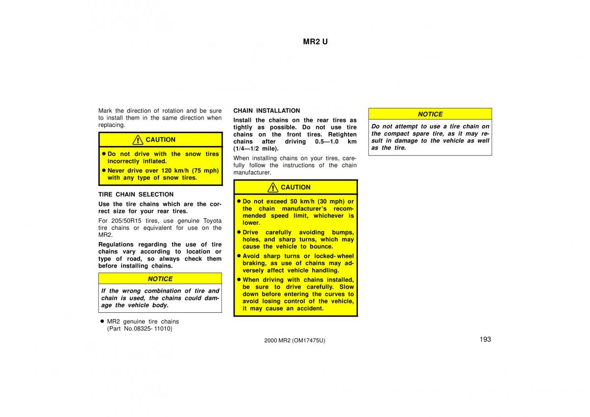 manual  Toyota MR2 Spyder MR S roadster owners manual / page 197