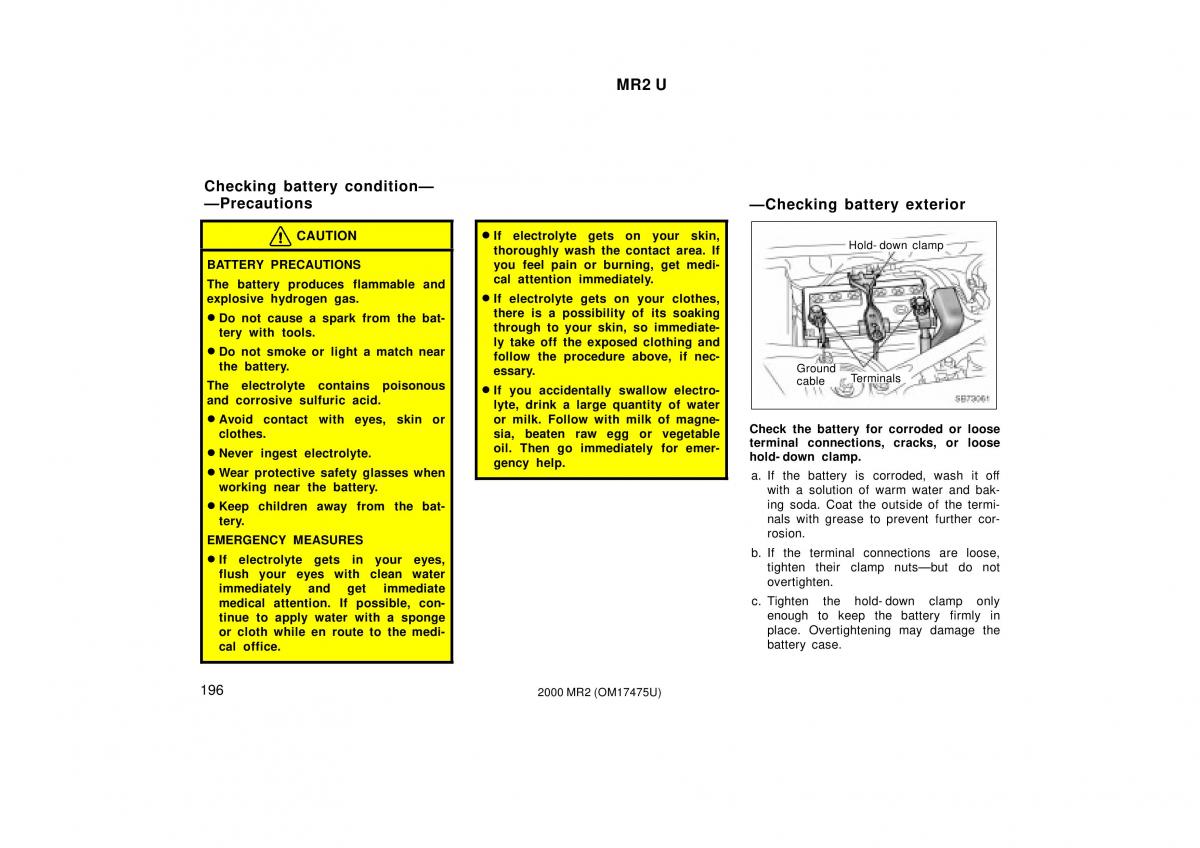 manual  Toyota MR2 Spyder MR S roadster owners manual / page 200