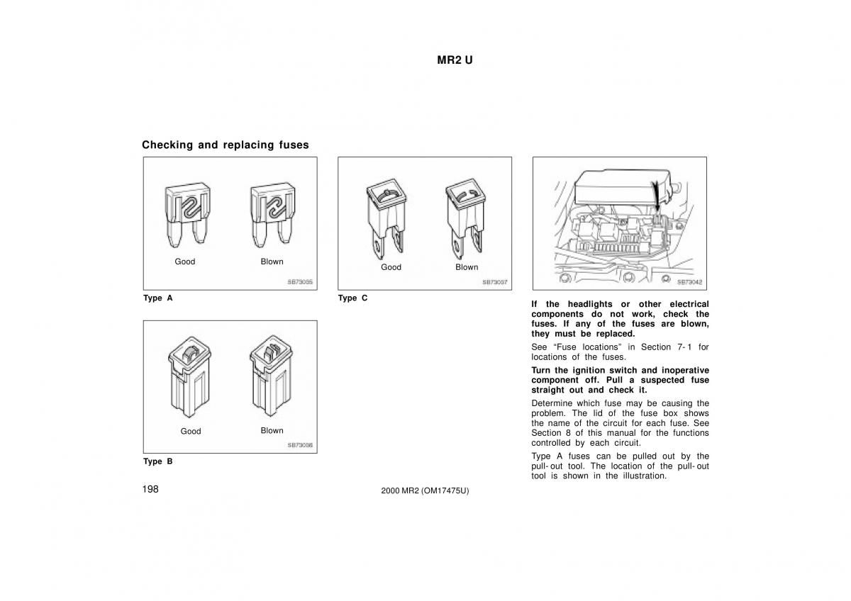 manual  Toyota MR2 Spyder MR S roadster owners manual / page 202