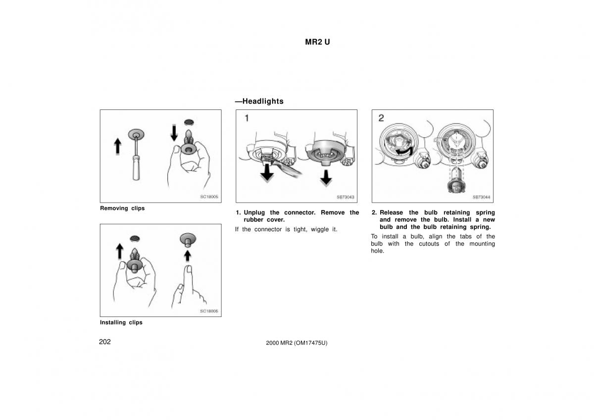 manual  Toyota MR2 Spyder MR S roadster owners manual / page 206