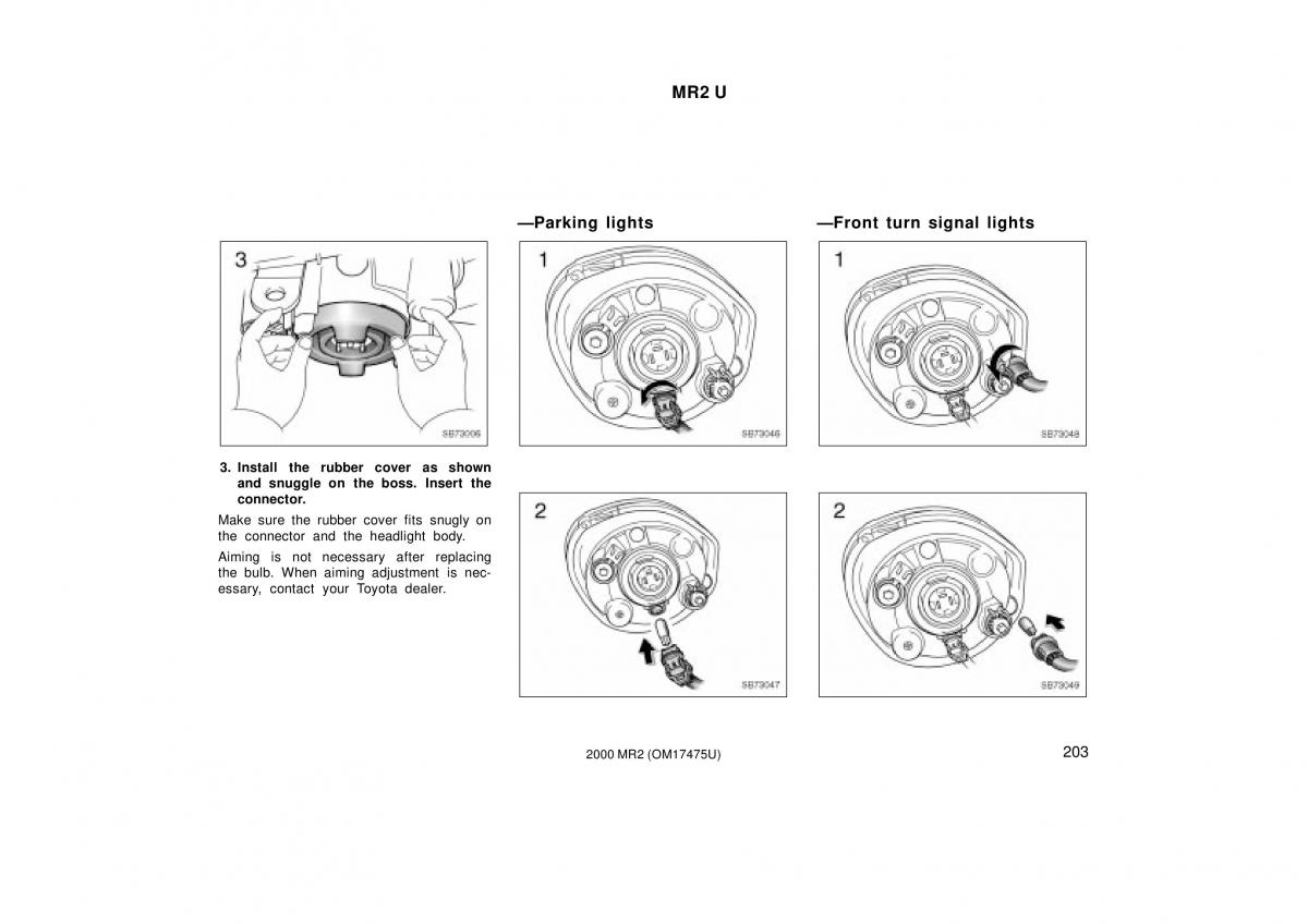 manual  Toyota MR2 Spyder MR S roadster owners manual / page 207