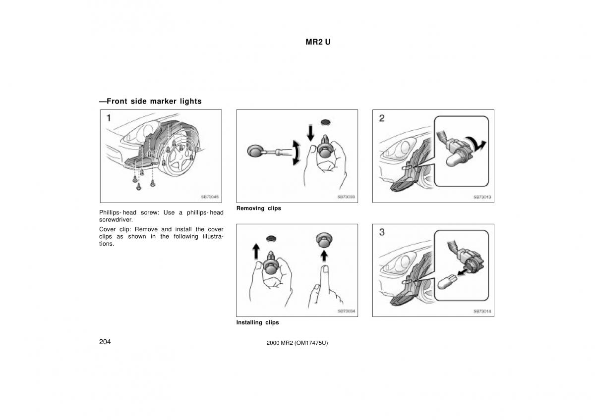 manual  Toyota MR2 Spyder MR S roadster owners manual / page 208