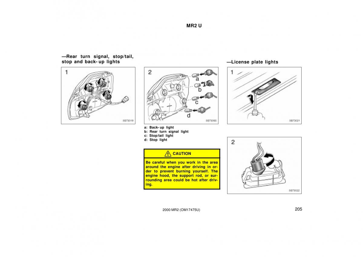 manual  Toyota MR2 Spyder MR S roadster owners manual / page 209