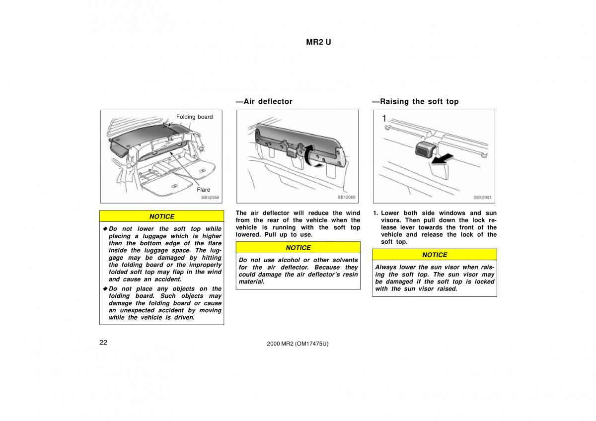 manual  Toyota MR2 Spyder MR S roadster owners manual / page 26