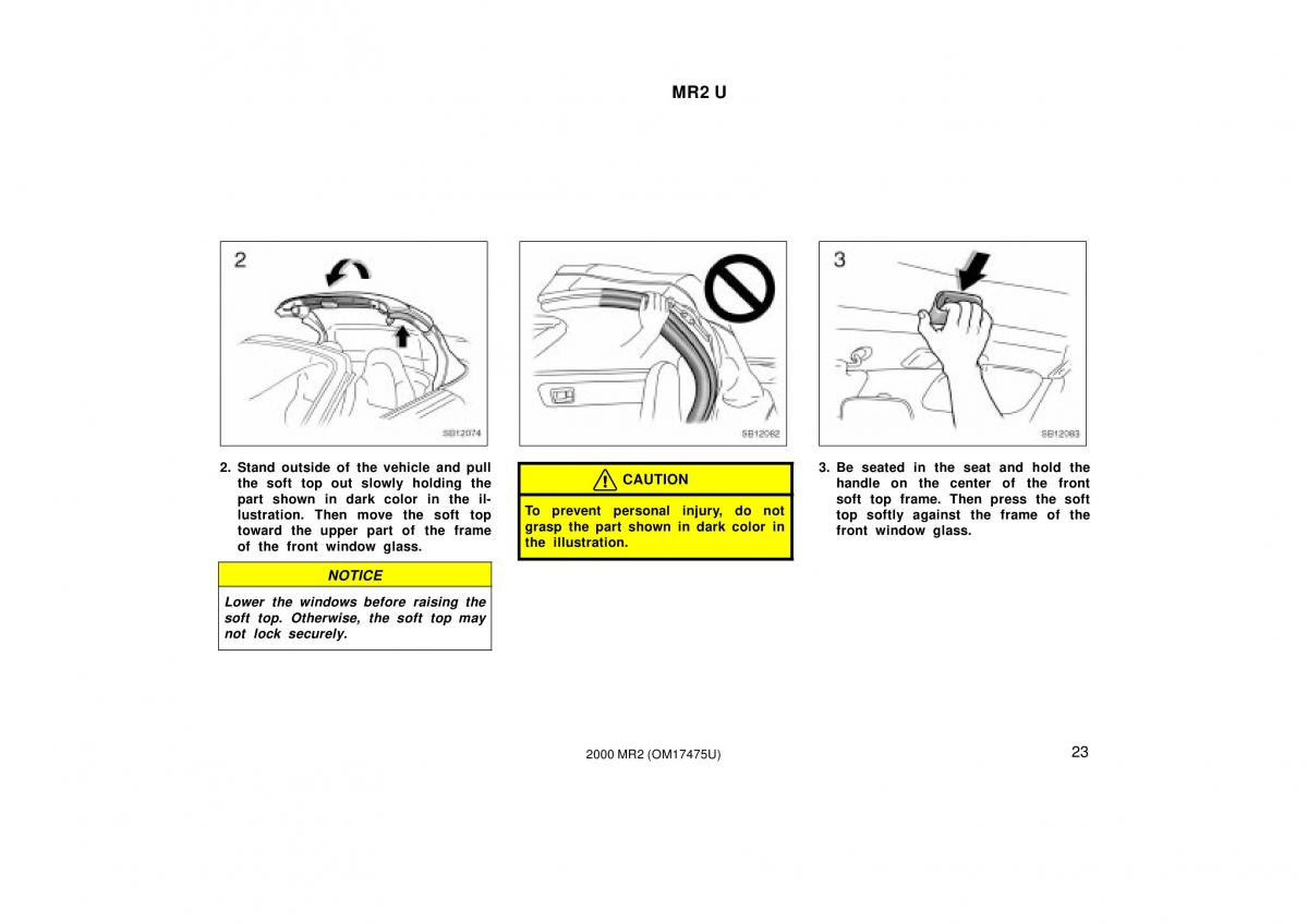 manual  Toyota MR2 Spyder MR S roadster owners manual / page 27