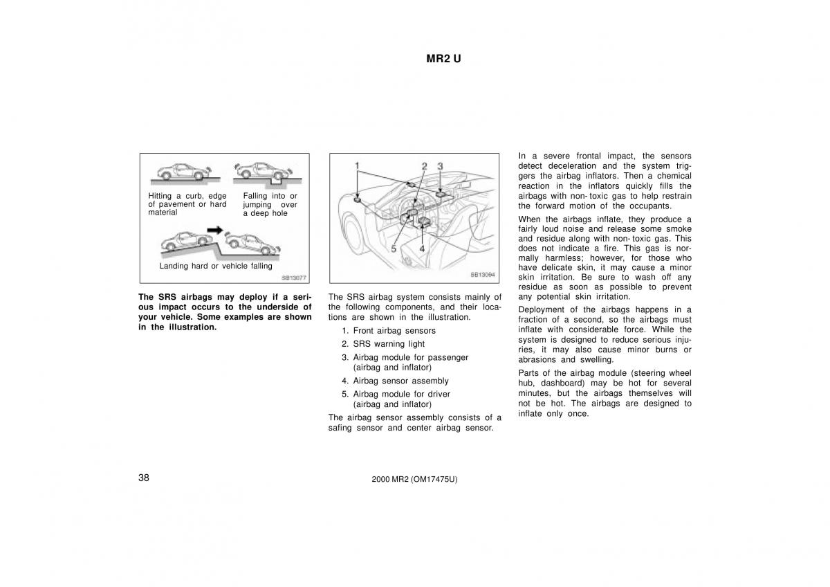 manual  Toyota MR2 Spyder MR S roadster owners manual / page 42