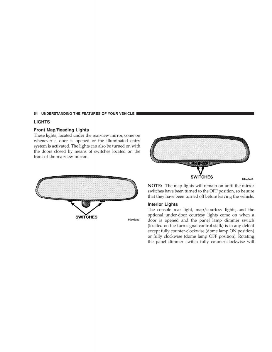 Chrysler Sebring JR27 Convertible owners manual / page 64