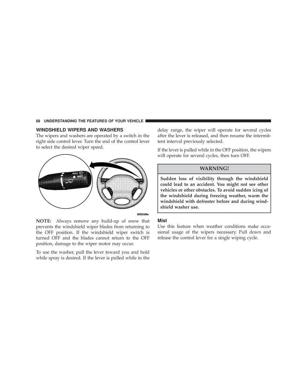 Chrysler Sebring JR27 Convertible owners manual / page 68