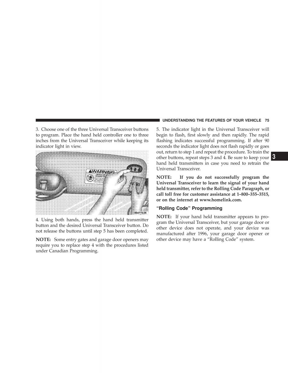 Chrysler Sebring JR27 Convertible owners manual / page 75