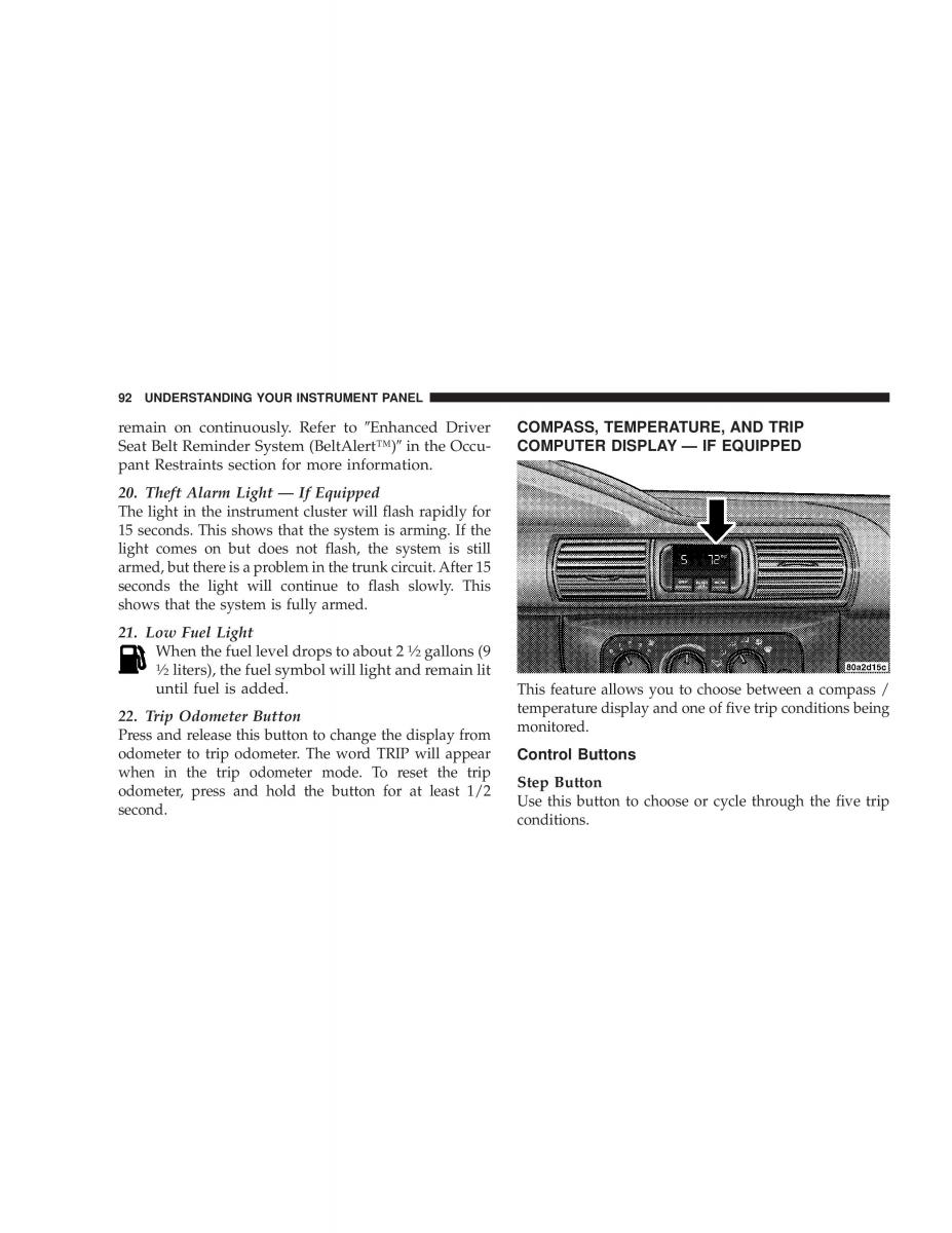 Chrysler Sebring JR27 Convertible owners manual / page 92