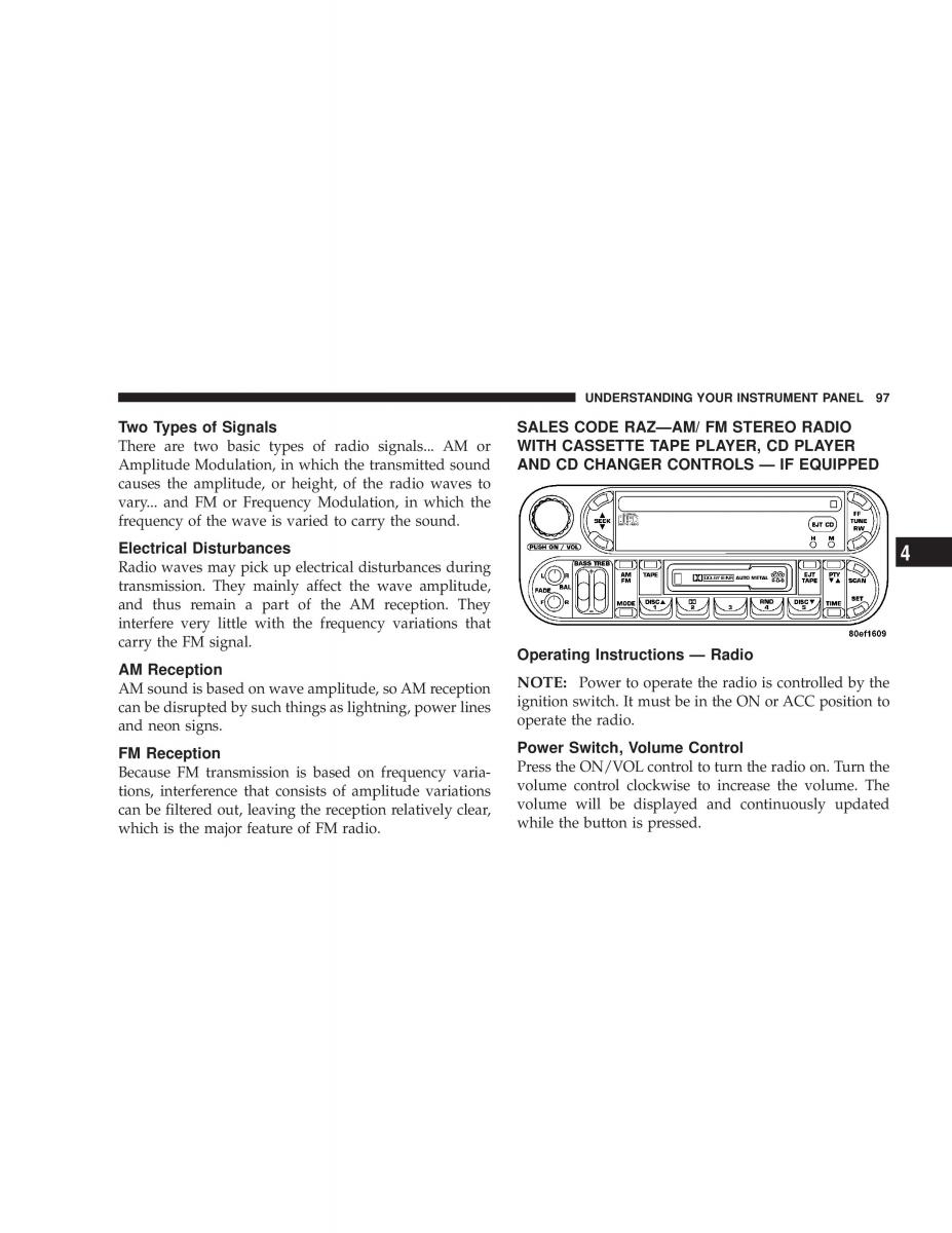 Chrysler Sebring JR27 Convertible owners manual / page 97